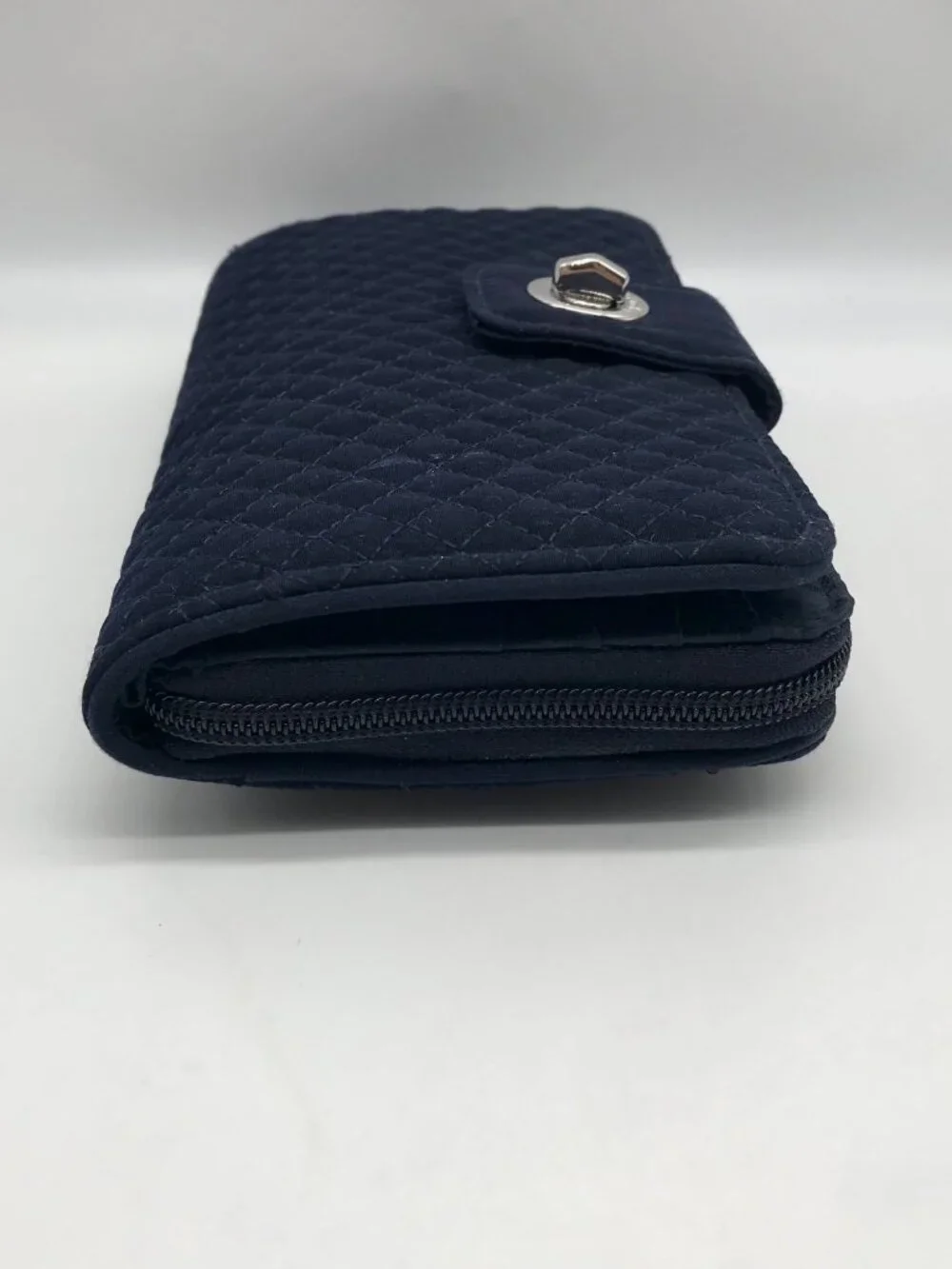 Vera Bradley Classic Navy Microfiber RFID Turnlock Wallet
